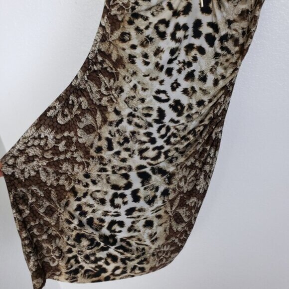 Vintage Caché Y2K Animal Print Bodycon Dress Pinup Fitted size S Cocktail Chic - Picture 14 of 15